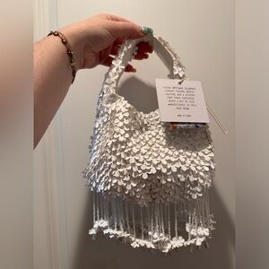 Viral handcrafted from india to you dimensional flower handbag w dangling flower